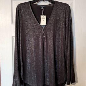 NWT Lucky Brand Silver Shimmer Hi-Lo Top